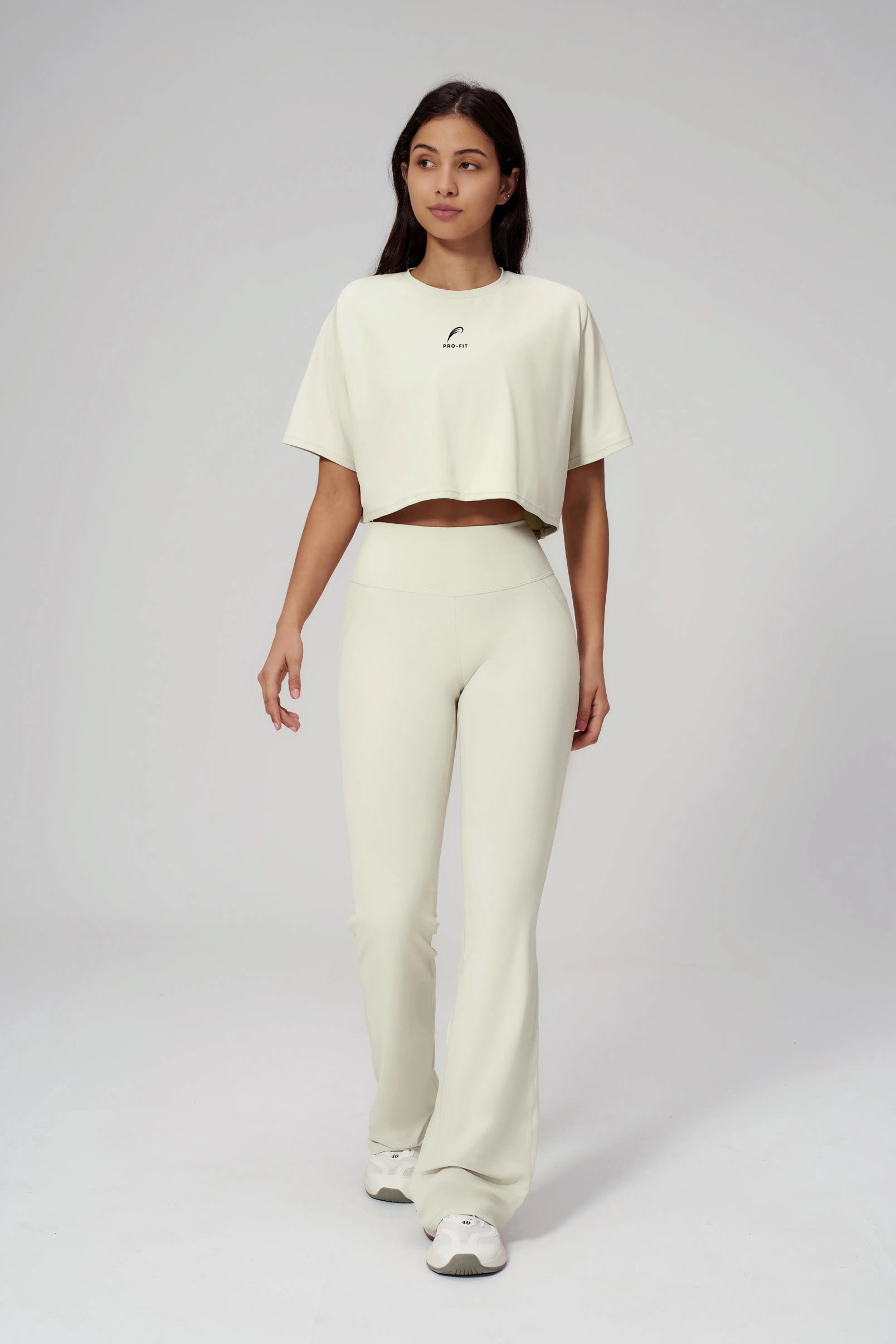 Boxy Cropped Tee — Beige