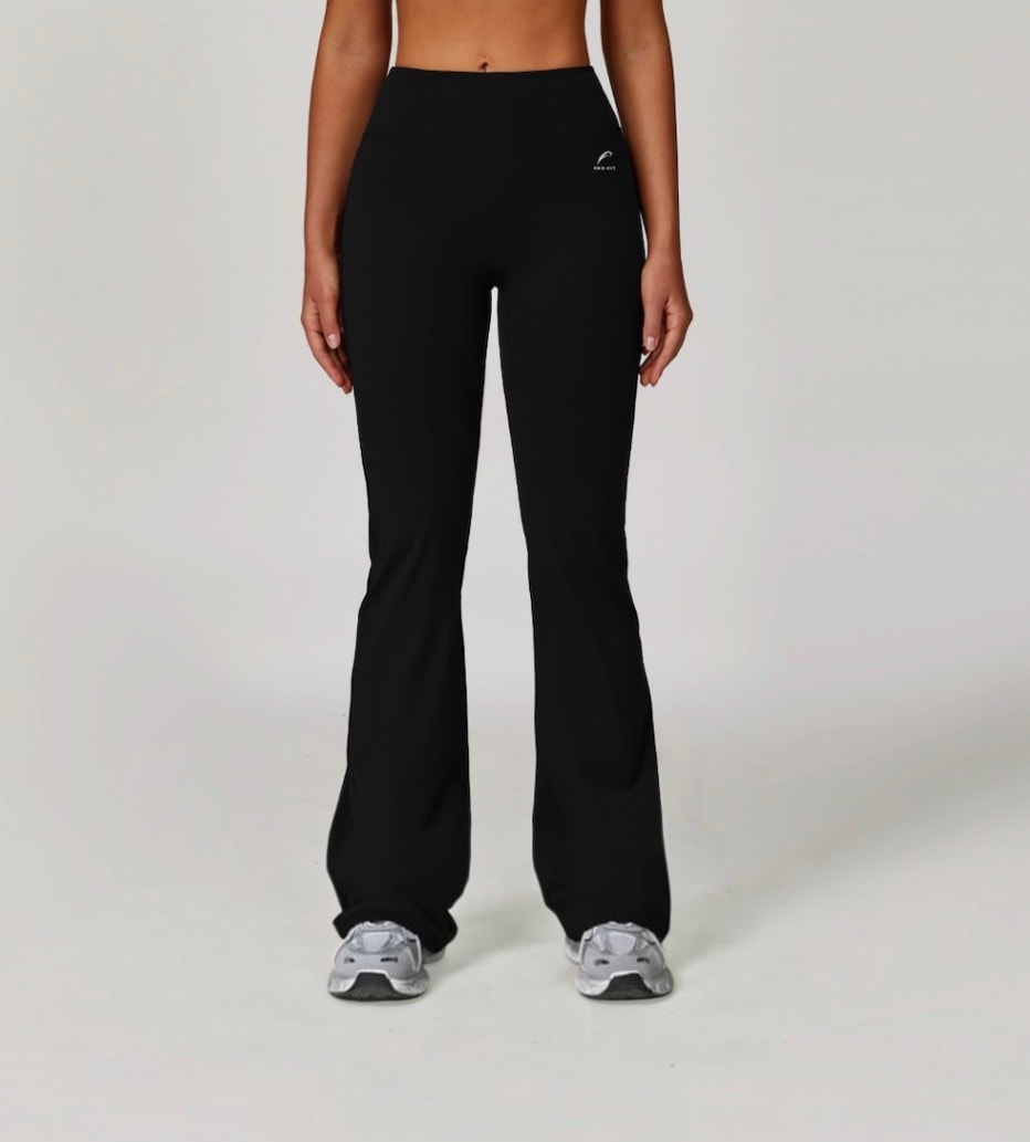 High-Waisted Flared Leggings — Black