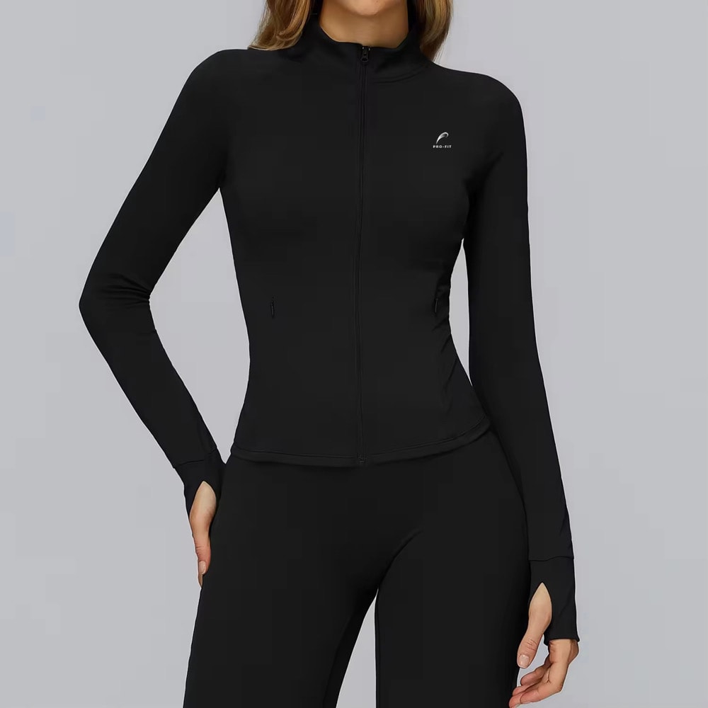 Full-Length Zip Jacket — Black
