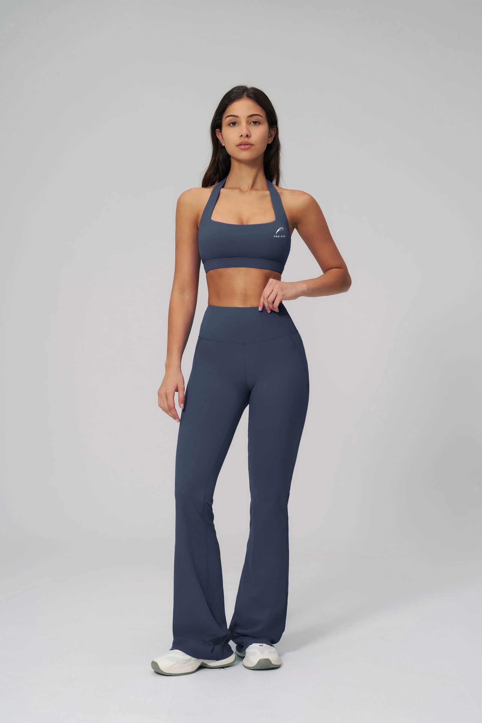 Halter Sports Bra — Navy