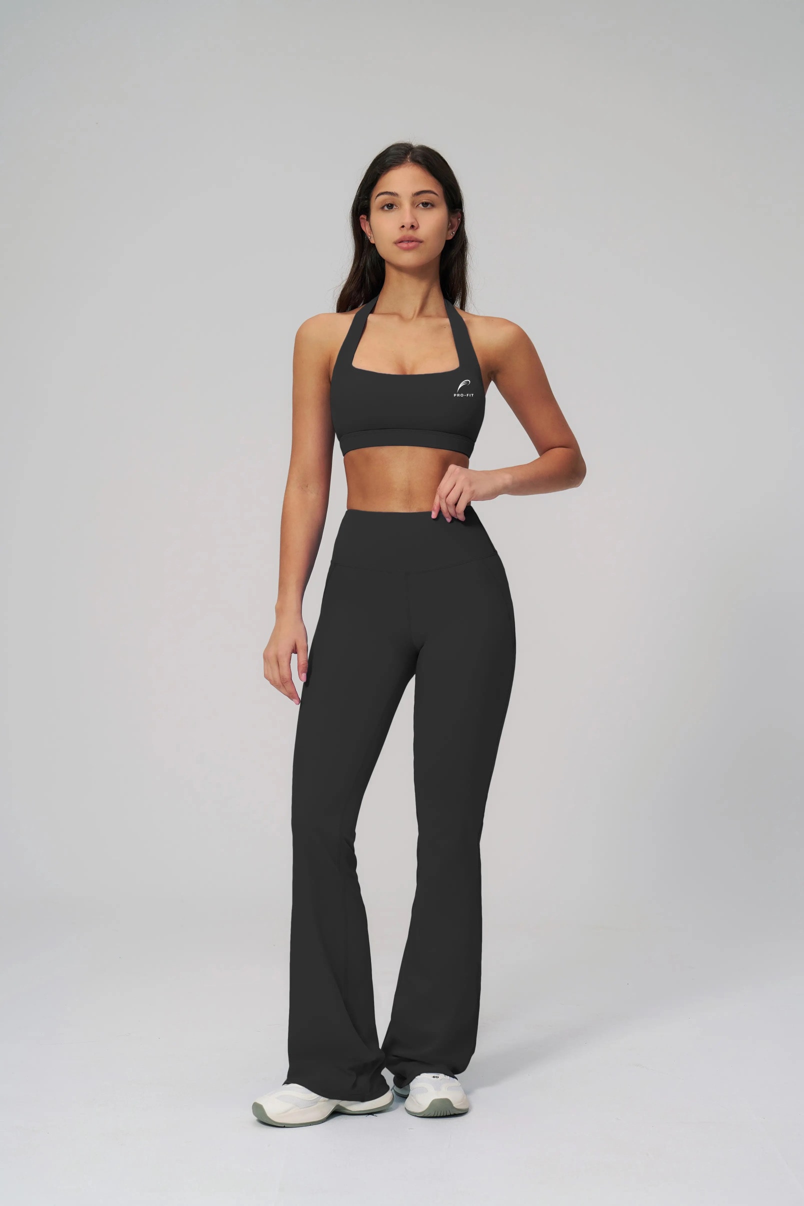 Halter Sports Bra — Black